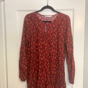 SONOMA long sleeve maroon floral dress (Size M)